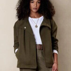 Banana Republic Green Melton Moto Jacket Size M NWT